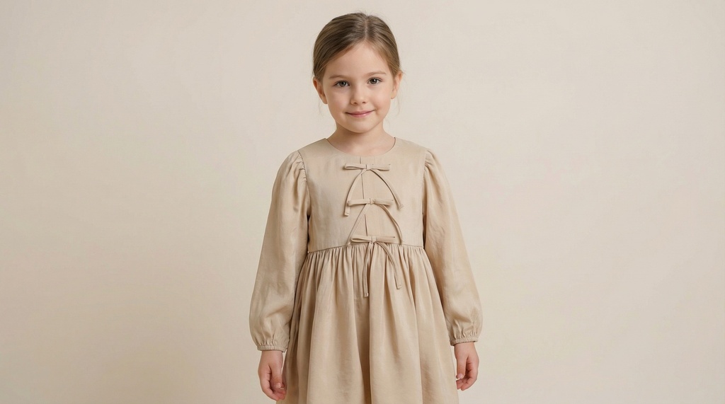 25718 with Ribbon Detail Dress - Beige