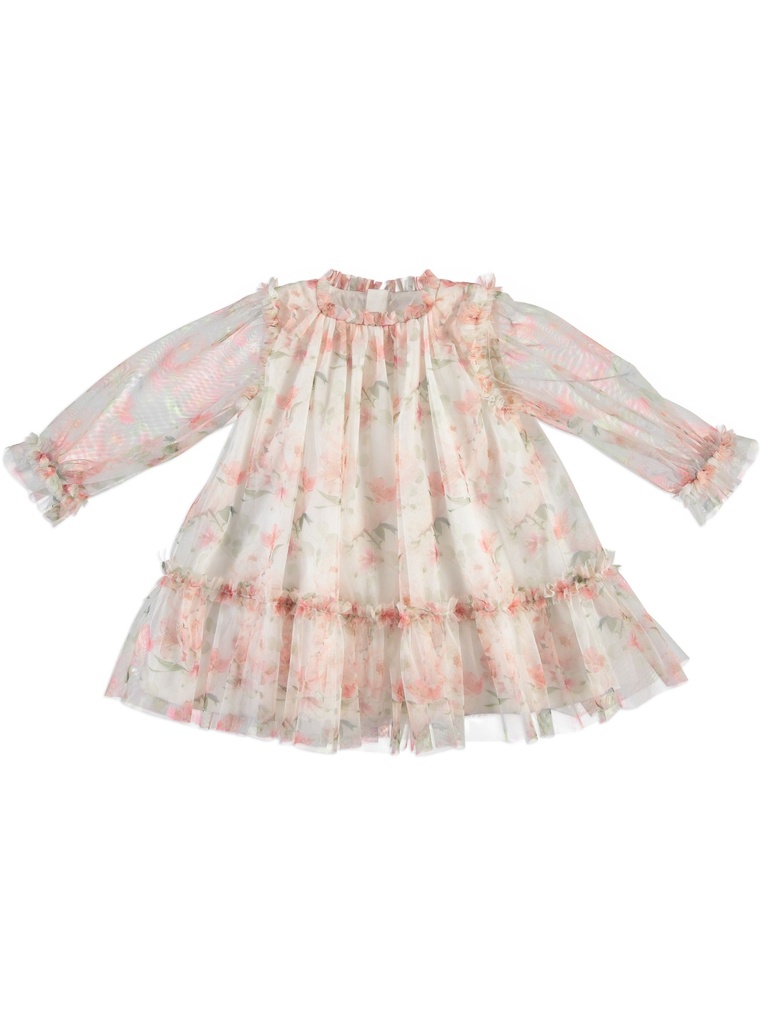 25619 Tulle with Rose Pattern Dress