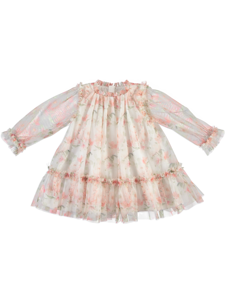 25619 Tulle with Rose Pattern Dress