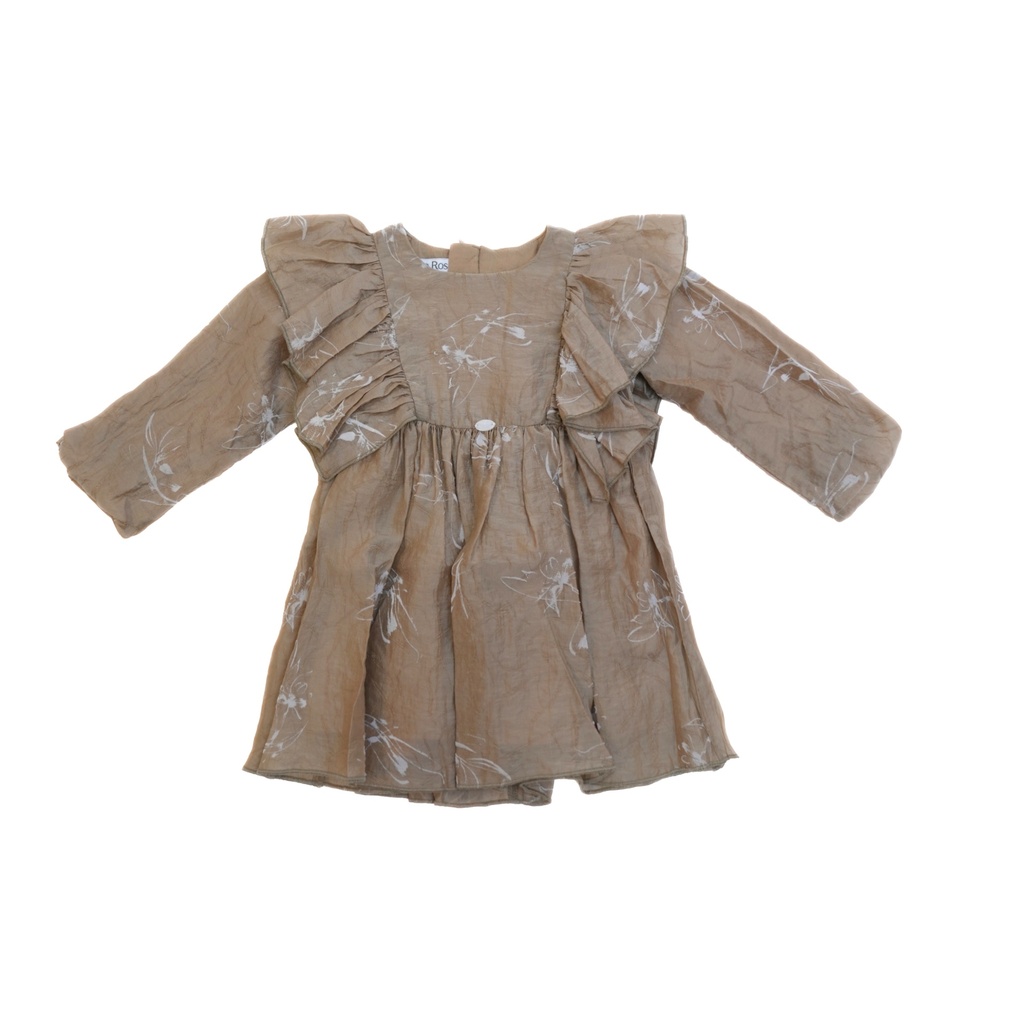 25521 Glitter Flock Printed Dress - Brown