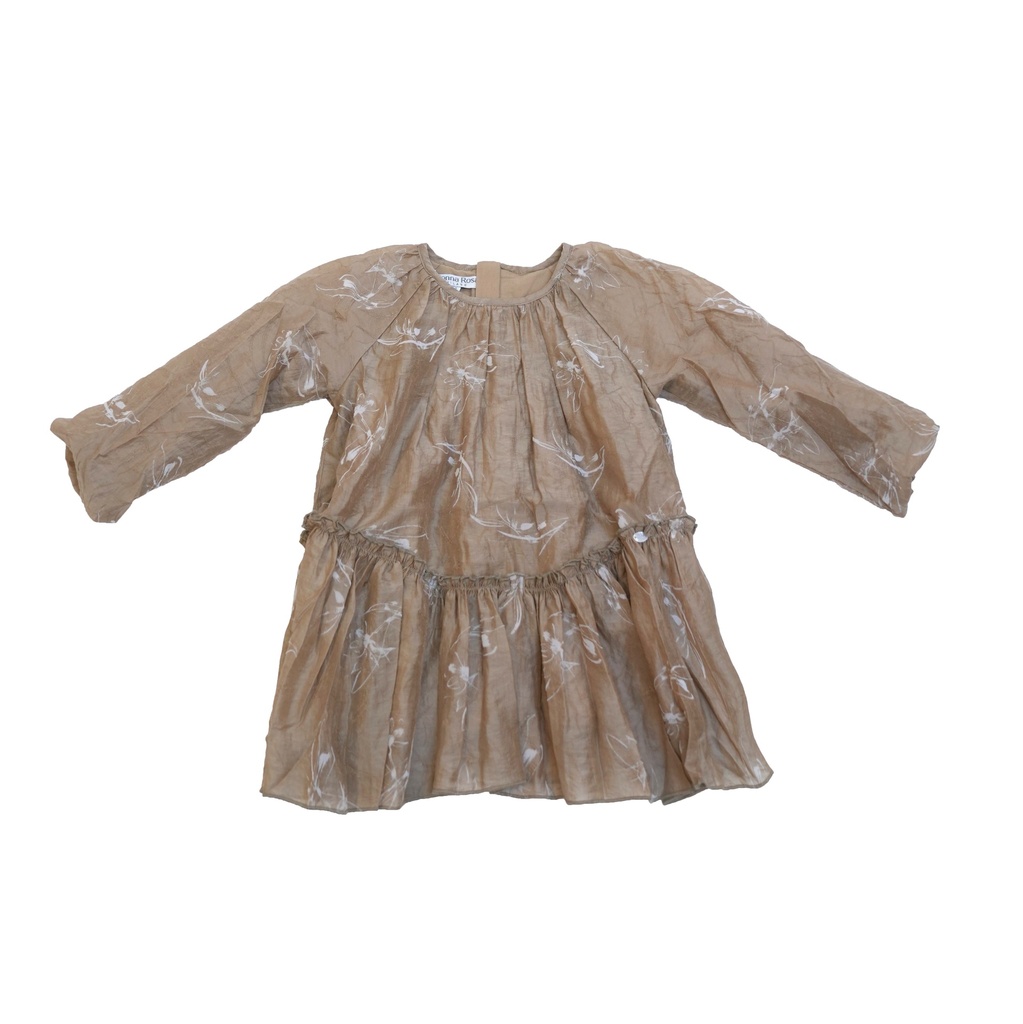 25621 Glitter Flock Printed Dress - Brown