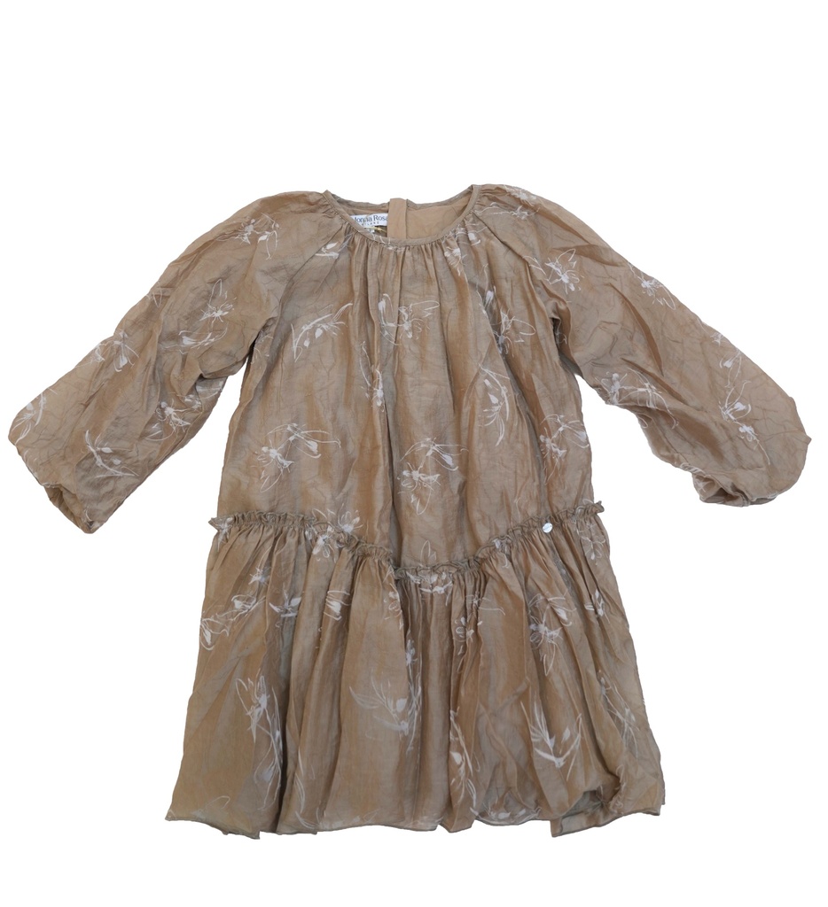 25721 Glitter Flock Printed Dress - Brown