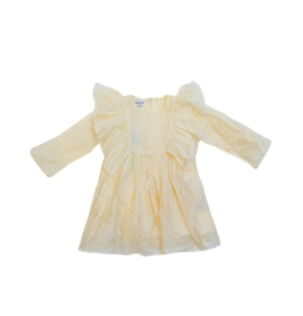 25521 Glitter Flock Printed Dress - Ecru