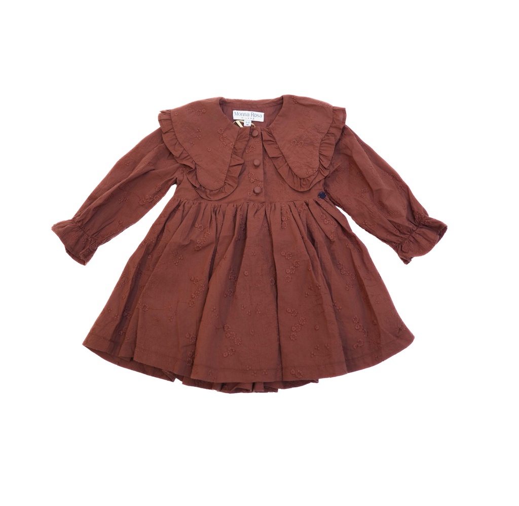 25525 with Embroidered Collar Dress - Brown