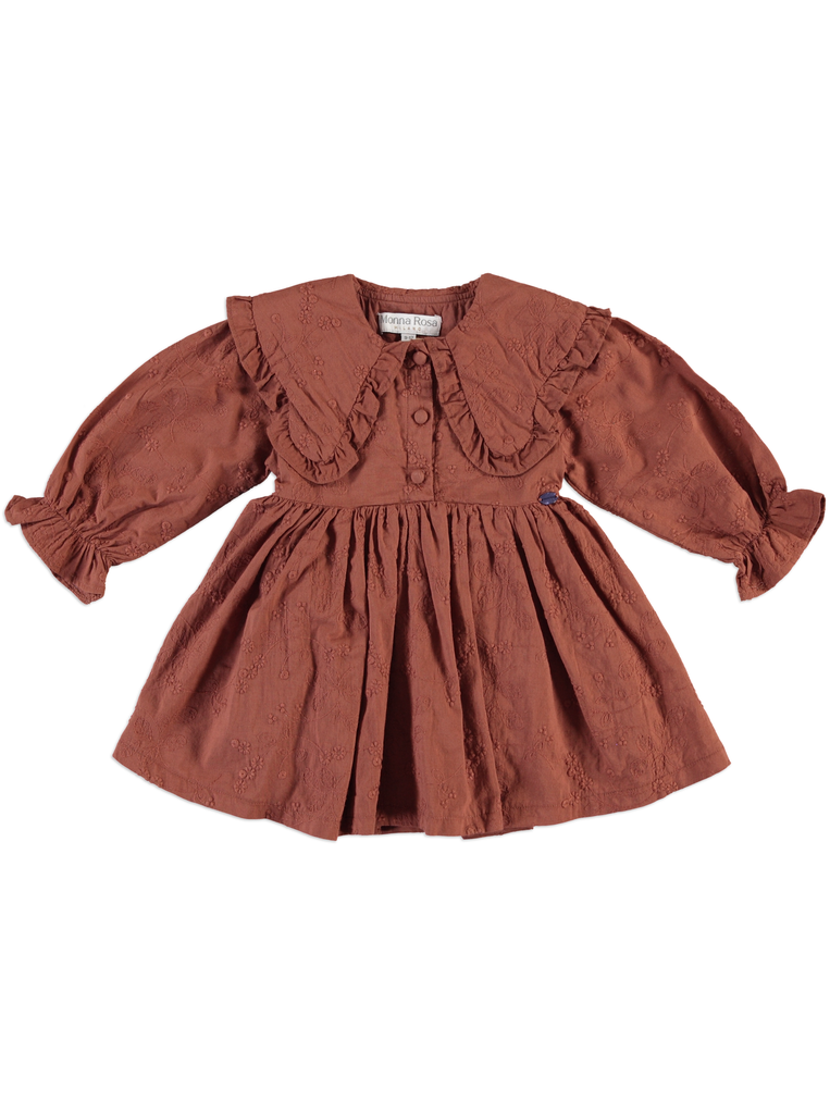 25525 with Embroidered Collar Dress - Brown
