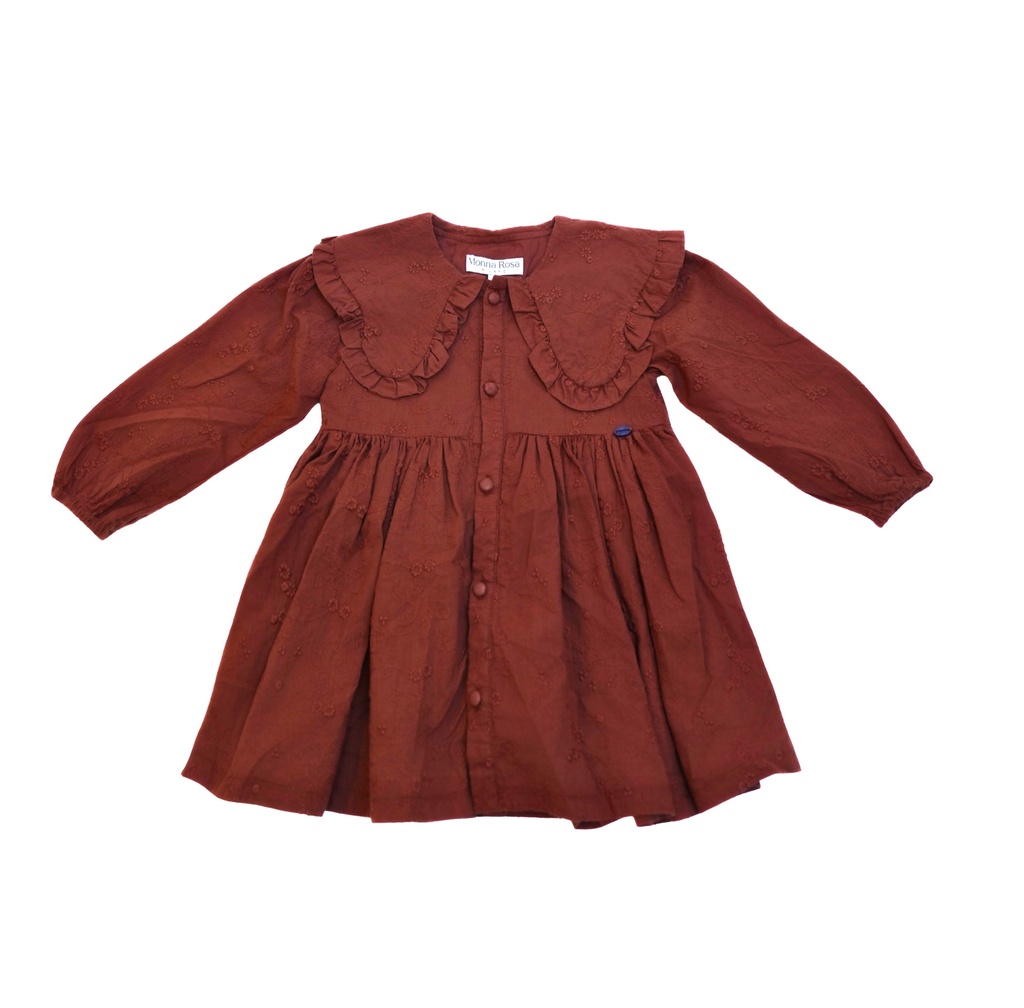 25625 with Embroidered Collar Dress - Brown