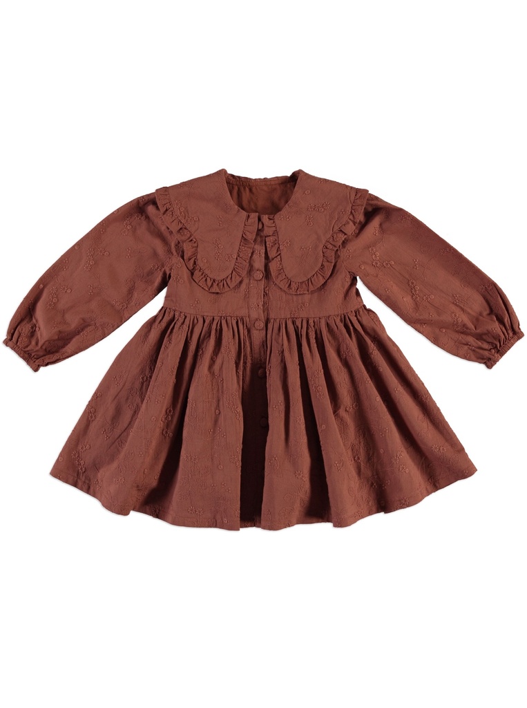 25725 with Embroidered Collar Dress - Brown