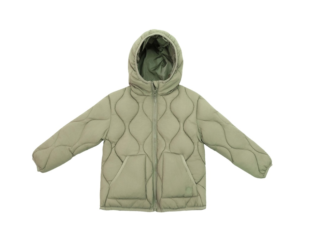 25526 Quilted Hooded Coat - Green