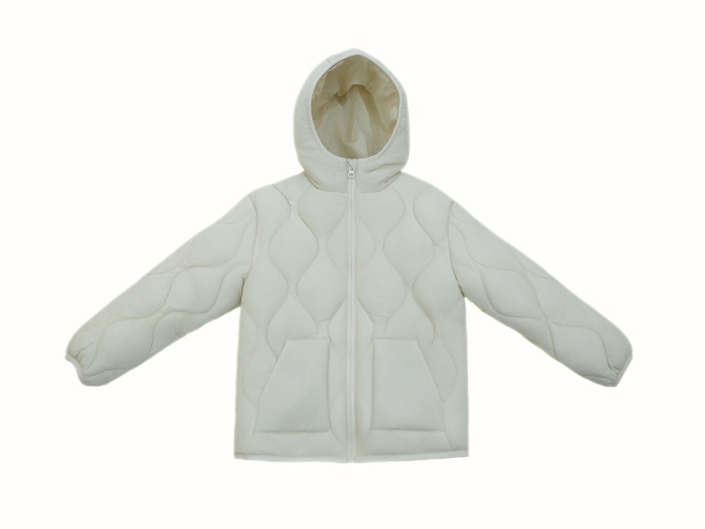 25526 Quilted Hooded Coat - Ecru