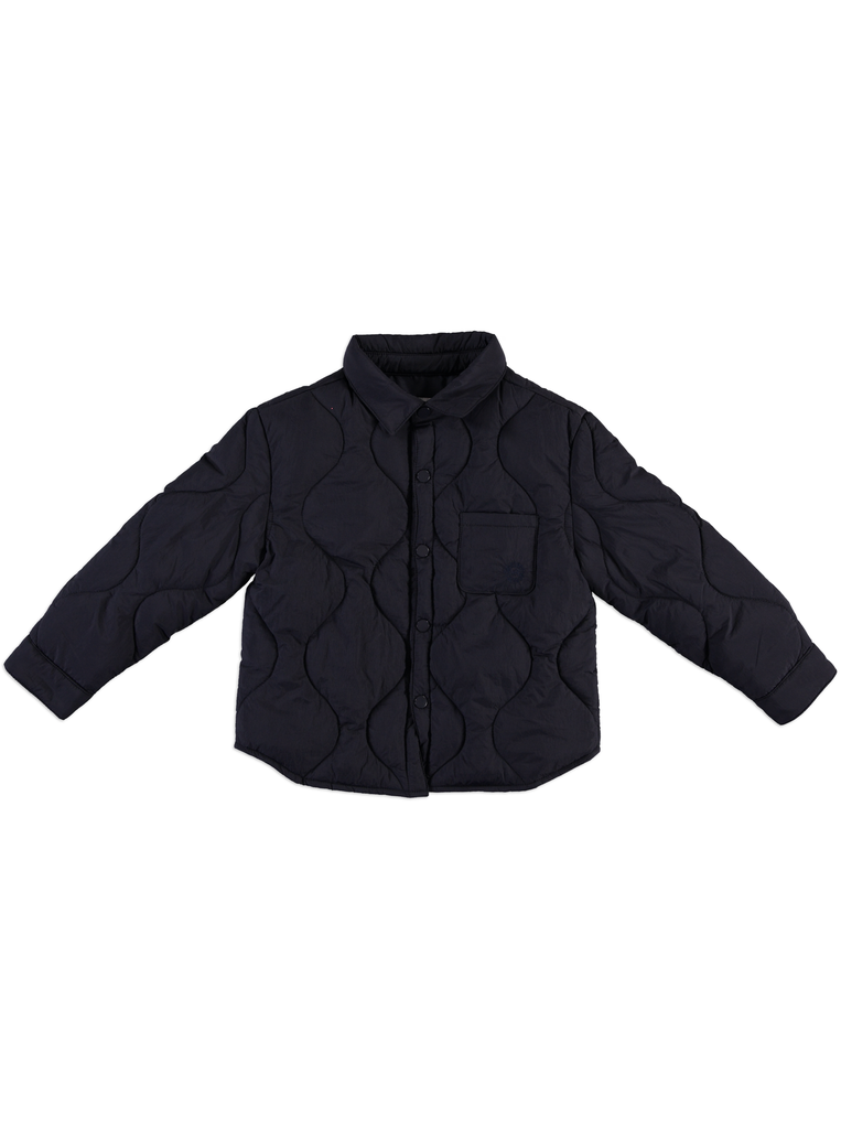 25728 Pocketed Coat with Collar - Navy Blue