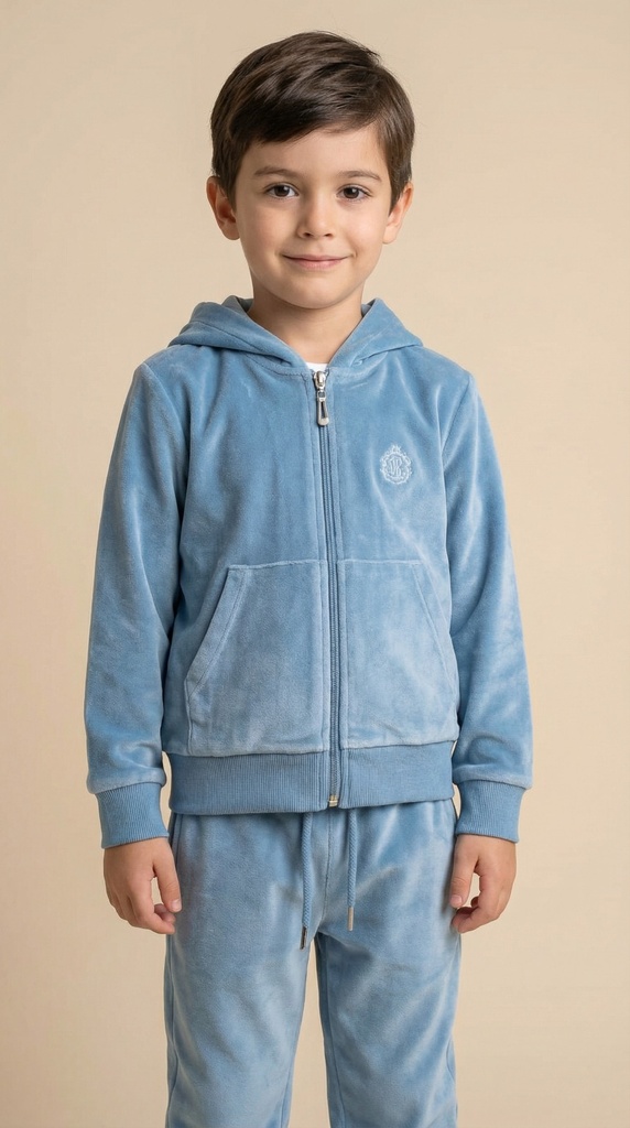 26131 Velvet Tracksuit Set Blue
