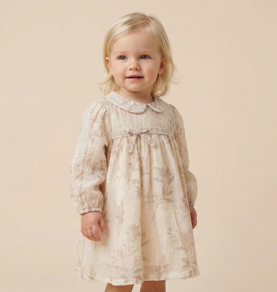 26006 ROBE À PATINS AVEC COL EN DENTELLE POUR BÉBÉ