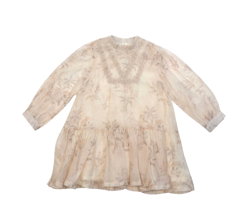 26106 BABY COLLAR LACE DETAILED DRESS PATTERNED