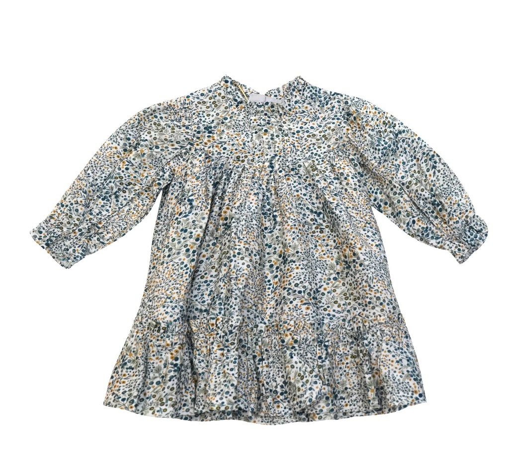 26009 Straight Collar Floral Dress Patterned