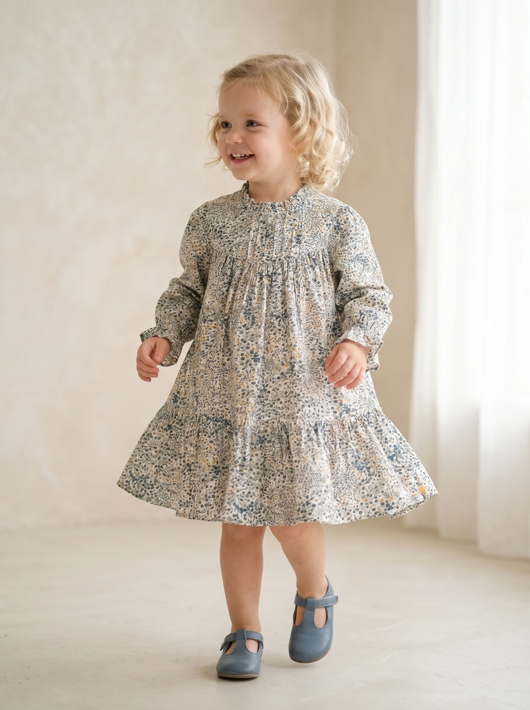 26009 Straight Collar Floral Dress Patterned