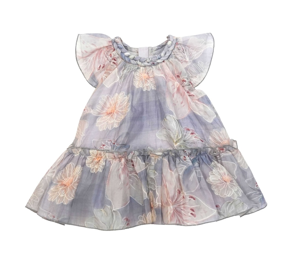 26011 Knit Collar Floral Dress Patterned