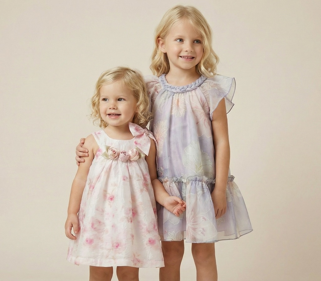 26211 Knit Collar Floral Dress Patterned