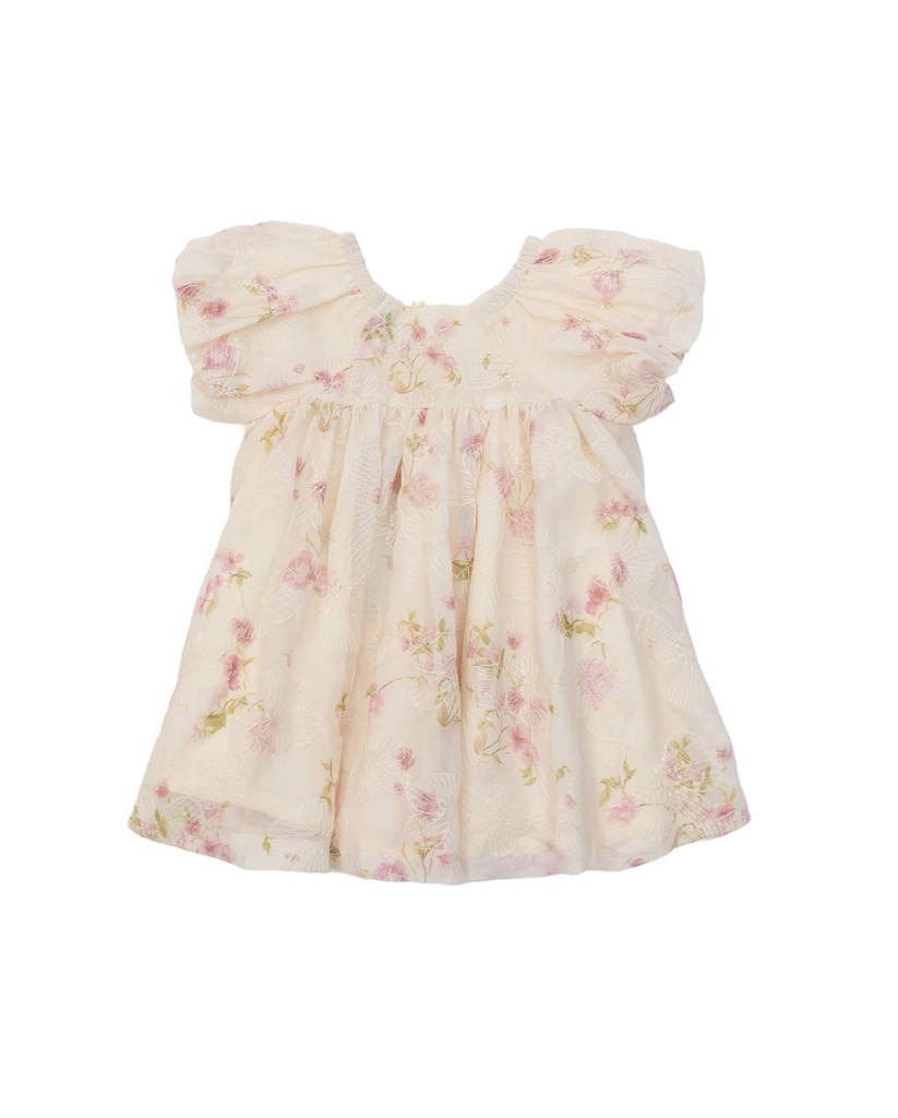 26013 Embroidered Floral Dress Patterned