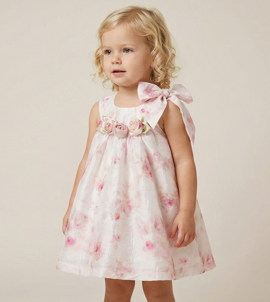 26014 Shoulder Bow Detailed Dress Patterned