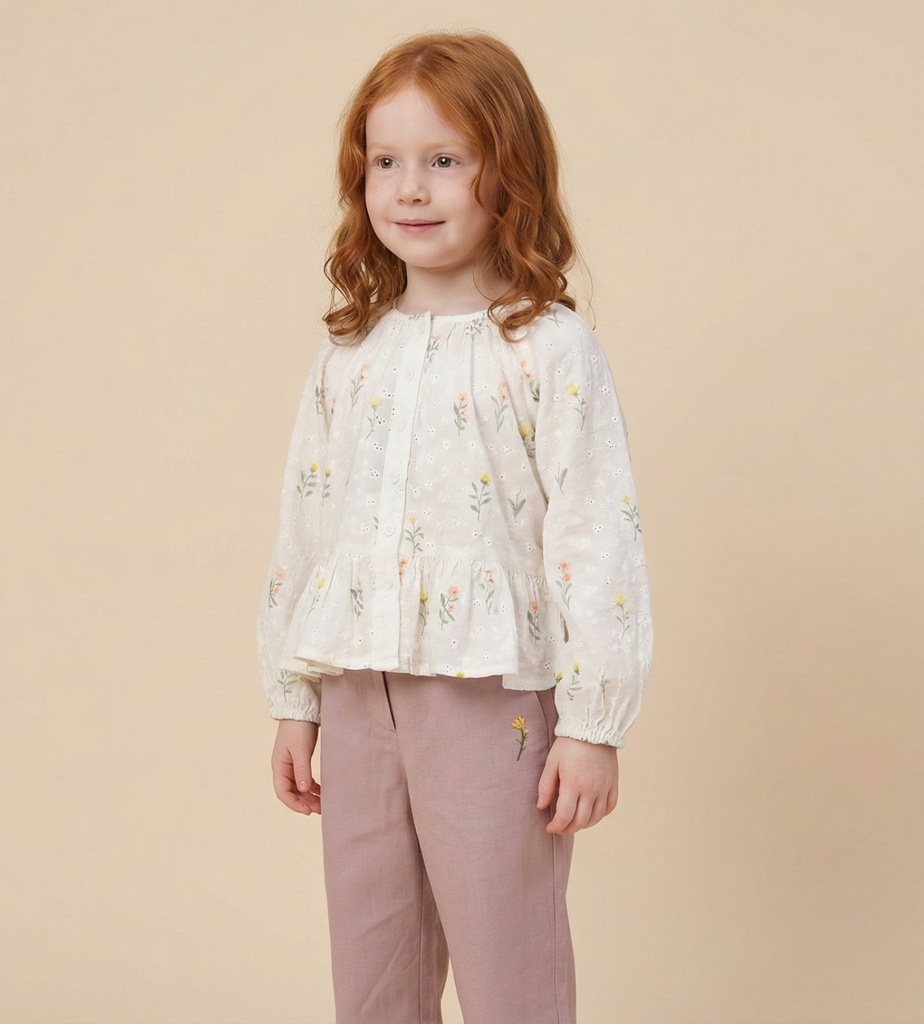 26215 Fille Brodé and Embroidery Détaillé Ensemble 2 pièces Ensemble Rose