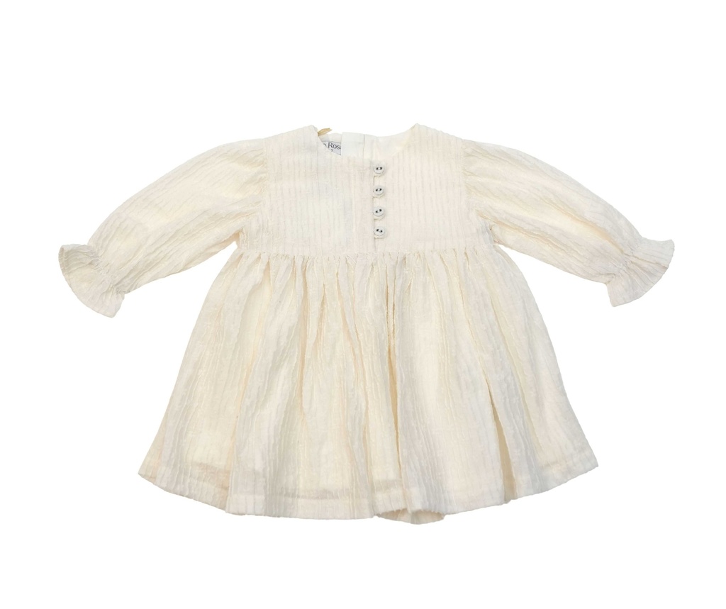 26018 Front Loop Button Dress Ecru