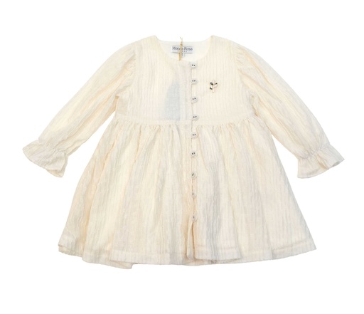 26118 Front Loop Button Dress Ecru