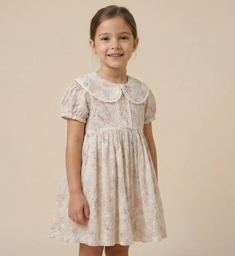 26220 BEBE YAKA ELBİSE DESENLİ