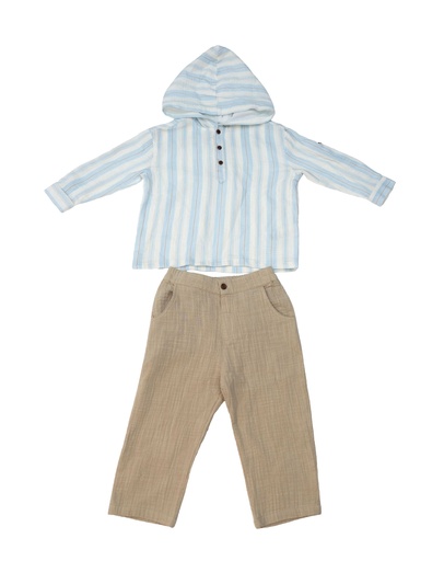 26123 Boy Hooded  2-Piece Set Beige