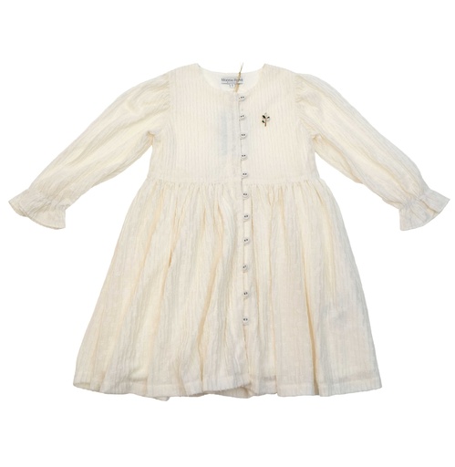 26218 Front Loop Button Dress Ecru