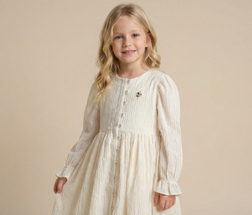 26218 Robe boutonnée à l'avant Écru