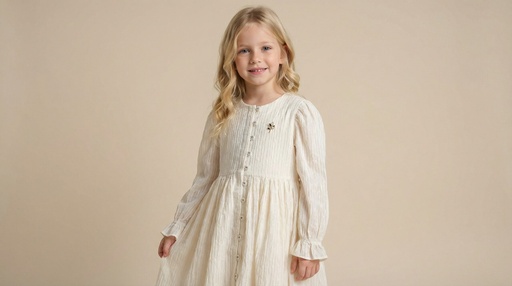 26218 Robe boutonnée à l'avant Écru