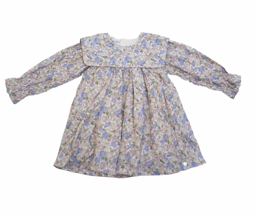 25611 玫瑰细节 围裙领 连衣裙 - 粉色