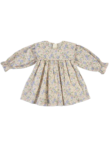 25611 with Rose Details Apron Collar Dress - Pink