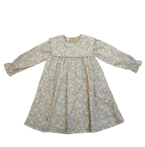 25711 with Rose Details Apron Collar Dress - Green