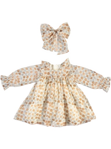 25513 Polka Dot Patterned with Buckle Tencel Dress
