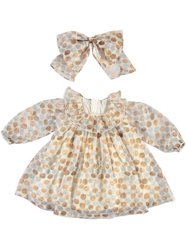 25613 Polka Dot Patterned with Buckle Tencel Dress