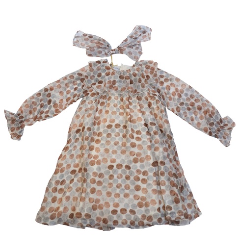 25713 Polka Dot Patterned with Buckle Tencel Dress