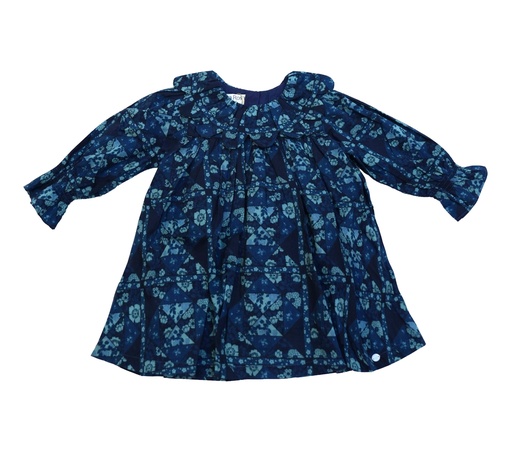 25516 Printed with Daisy Collar Dress - Blue