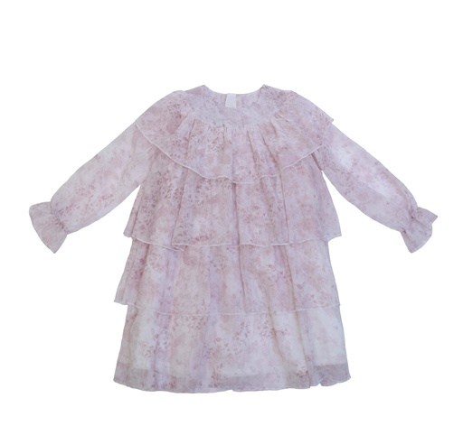 25717 TENCEL COK KATLI ELBISE PEMBE