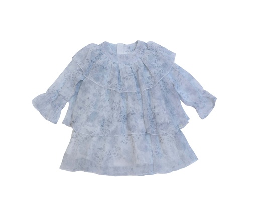 25517 TENCEL COK KATLI ELBISE MAVI