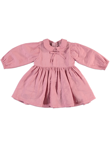 25518 KURDELA DETAYLI ELBISE PEMBE