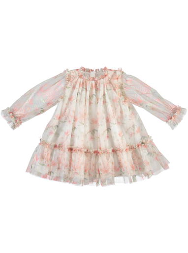 25619 Tulle with Rose Pattern Dress