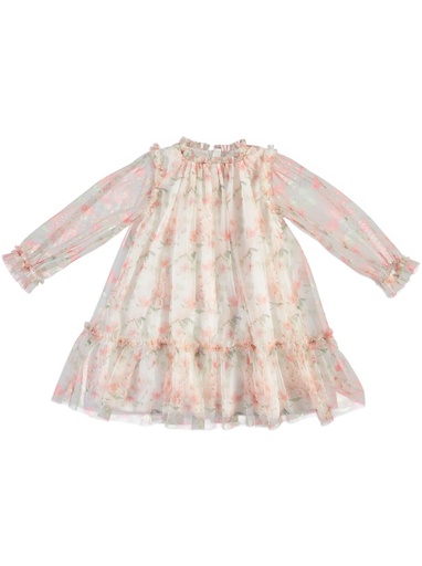 25719 Tulle with Rose Pattern Dress