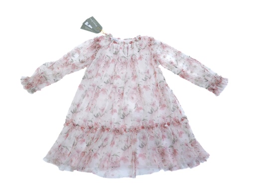 25719 Tulle with Rose Pattern Dress