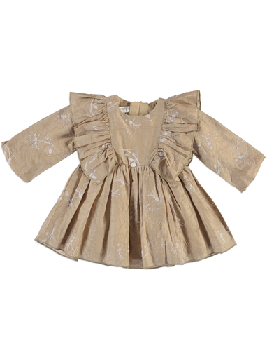 25521 Glitter Flock Printed Dress - Brown