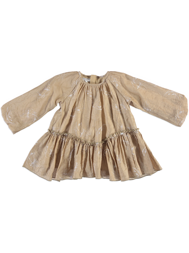 25721 Glitter Flock Printed Dress - Brown