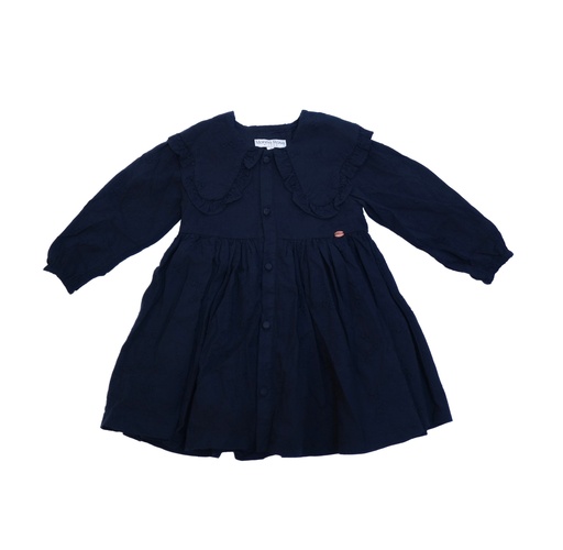 25625 with Embroidered Collar Dress - Navy Blue