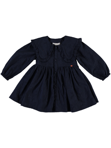 25625 with Embroidered Collar Dress - Navy Blue