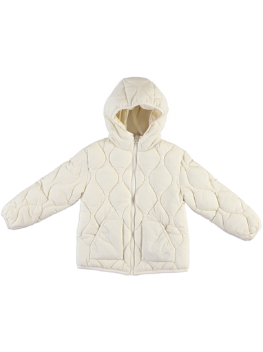 25726 Quilted Hooded Coat - Ecru