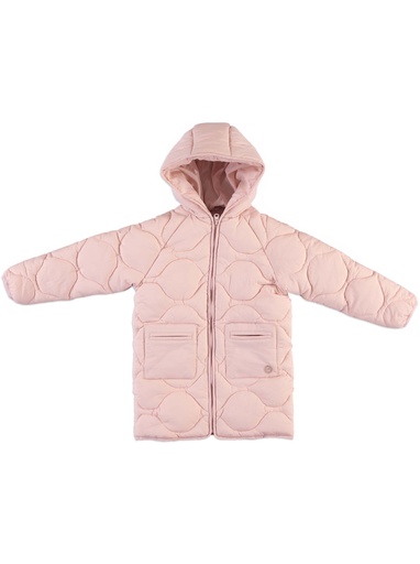 25627 Long Quilted Hooded Coat - Pink